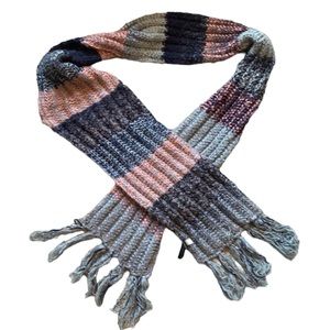 Colorful knitted scarf and hat